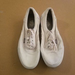 Vans Mens Shoes Old Skool White Canvas Skateboard Low Top Lace Up